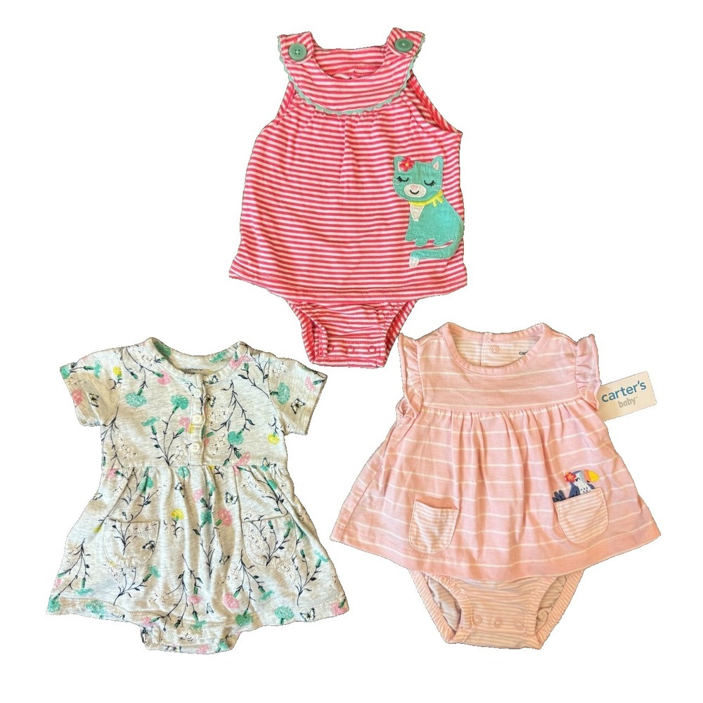 Baby Girl Clothes Lot 3 Months Dresses Rompers Summer Outfits‎ Bundle Cat Bird
